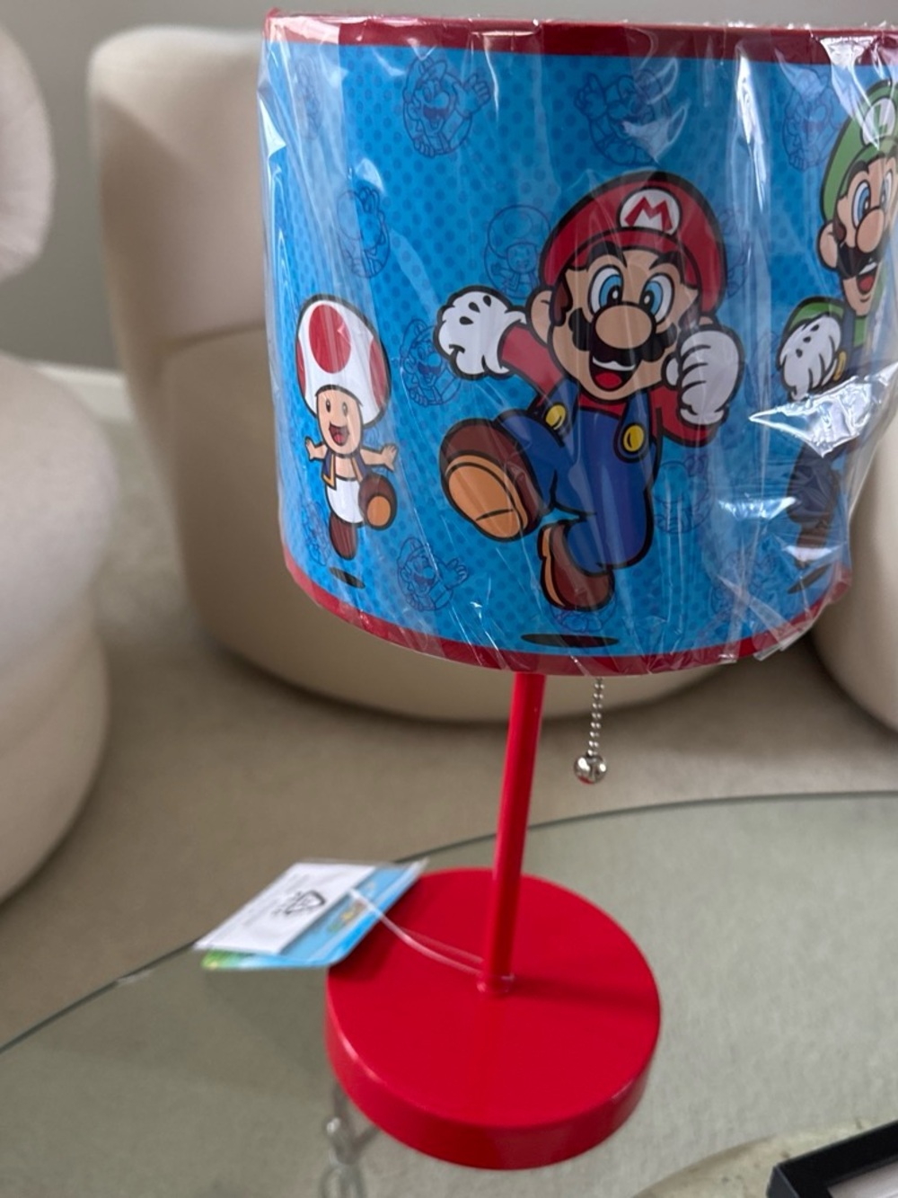 Nintendo Super Mario Blue Shade Table Lamp with Red Base
